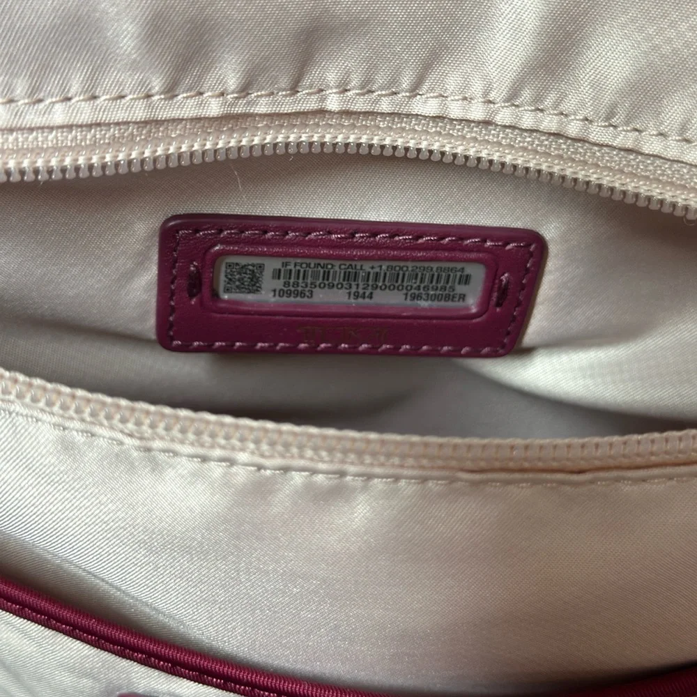 Tumi Voyageur Maroon Ladies Laptop Backpack with Gold Accents. Nylon and Leather - Picture 16 of 16
